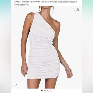 One shoulder white rouched dress